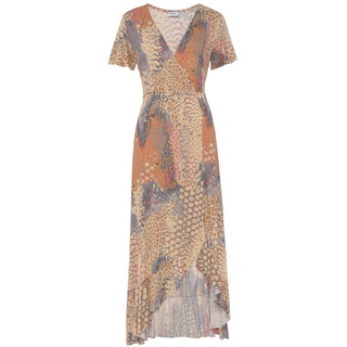 Buffalo Maxikleid Damen orange-blau-bedruckt