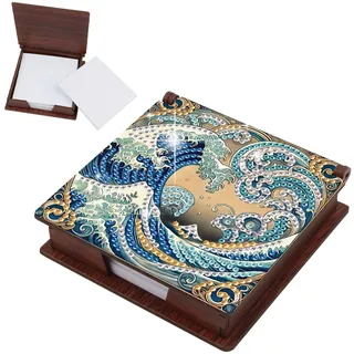 JICFDAO Diamond Painting Zettelbox mit 160 Blättern 11x11cm Kartensteckplätzen Cube Notiz Box Haftnotizen Halter Notizblock-Box Notizen Haftnotizen Halter Notizzettel Box Zettelkasten für Büro Wellen