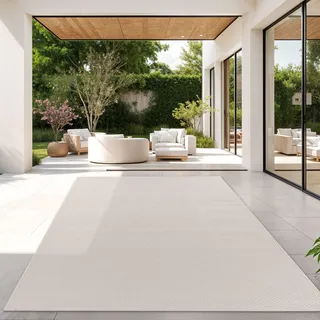 TT Home Teppich Für Outdoor Wetterfest Küchenteppich Balkon Terrasse Unifarbenes Design Modern Größe 240x340 cm - Beige