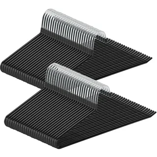 ABHENG Hosenbügel aus Metall, 50er-Pack, Kleiderbügel für Hosen mit offenen Enden, platzsparend, rutschfest, einfaches Aufhängen, 38B x 13H cm, Schwarz,AIY0550B