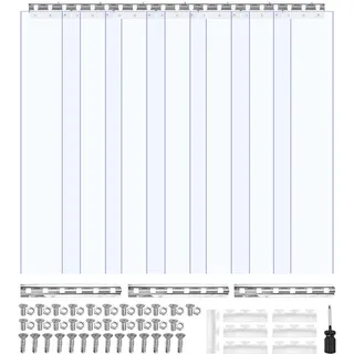 VEVOR Streifenvorhang, 213,4 cm Höhe x 106,7 cm Breite, 0,2 cm Dicke, 7 Stück transparenter PVC-Streifen-Türvorhang, Gefrierschrankvorhang, Kunststoff-Türstreifen für begehbare Gefrierschränke, Kühlschränke und Lagertüren, mit 50 % Überlappung
