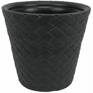 2x Übertopf "Matuba" Flecht-Optik Kunststoff grau Pflanzengefäß Blumenkübel 60cm