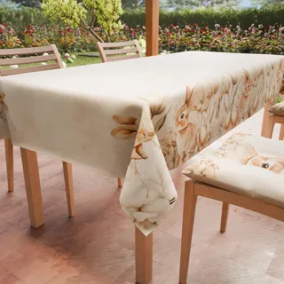Petti Artigiani Italiani - Tischdecke für Ostern, schmutzabweisend, quadratisch, für die Küche, Design Sweet Easter, X4 Plätze (140 x 140 cm), 100% Made in Italy