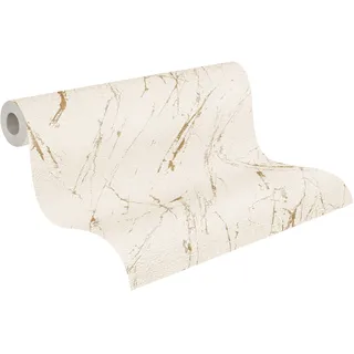 A.S. Création Vliestapete mit Marmoroptik Beige, Gold, 10,05 m x 0,53 m