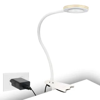 CeSunlight 10W Klemmleuchte Schreibtisch, LED-Leselampe als Nachtischlampe, Warmlicht, Tageslicht und Weißlicht 3 Farben, 10 dimmbare Beleuchtungsmodi (Adapter im Lieferumfang enthalten)