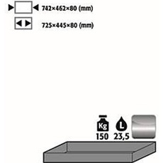 Wannenboden Standard für asecos Sicherheitsschränke der Q30, Q90 und S90 Serie, Edelstahl 1.4301, B 742 x T 507 x H 83 mm, 22 l, bis 150 kg