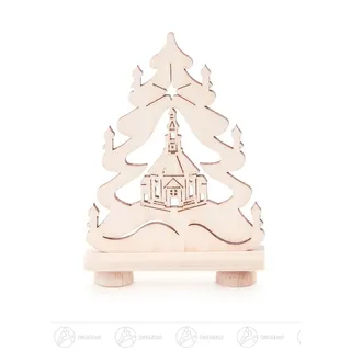 Schwibbogen Mini-Tanne mit Seiffener Kirche BxHxT 4,5 cmx6 cmx1 cm NEU