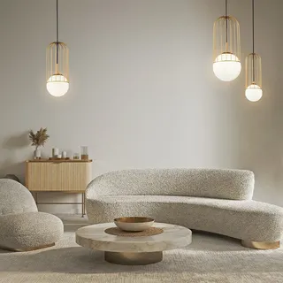 Maytoni Telford Pendelleuchte Gold Glas Kugel 1-flammig G9 Lampe 25W IP20 - Gold
