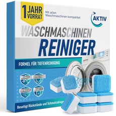 Aktiv 24x Waschmaschinenreiniger Tabs extra stark gegen Geruch & Kalk - Waschmaschinen Reiniger mit Formel für Tiefenreinigung - Waschmaschine Hygiene Reinigung 1 Jahres Vorrat