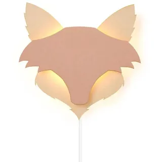 Lobbes Fuchs Wandleuchte Holz Kinderzimmer stimmungsvolle Beleuchtung Design - Beige, Braun