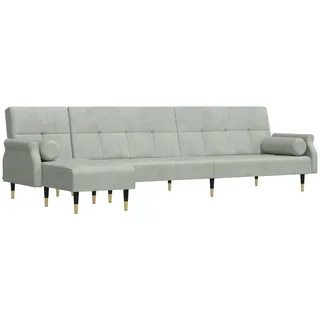 vidaXL Schlafsofa in L-Form Hellgrau 271x140x70 cm Samt - Grau
