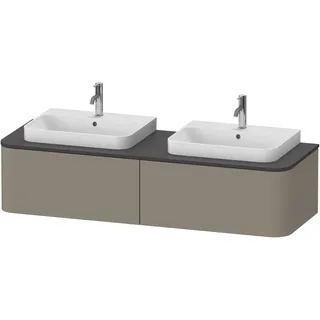 Duravit Happy D.2 Plus Konsolenwaschtischunterbau wandhängend, 1600x550 mm, 2 Auszüge, für 2 Aufsatzbecken, HP4946B92920010, Farbe: Steingrau Seidenmatt Lack mit Innenbeleuchtung