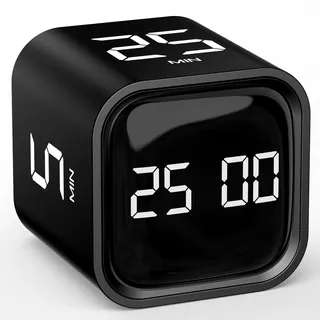 HAUSPROFI Pomodoro Timer, Countdown 5|25|10|50 Minute, Schwerkraft-Timer, Küchentimer, Kurzzeitwecker Küche, Zeitmanagement-Tool, Kinder Adhs Hilfsmittel Arbeit Lernen Sport Kochen, Schwarz