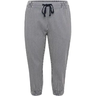 Marlene-Hose KAFFE CURVE "Damen Hose KCnana", Damen, Gr. 54, N-Gr, blau (midnight, weiß stripe), Obermaterial: 100% Baumwolle CO., Hosen Marlene-Hose