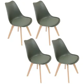 HOME DECO FACTORY HD62291, 4 Stühle, skandinavisches Design, Schlichtes Design, gepolstert für optimalen Komfort, Füße aus Holz, ideal für Wohnzimmer oder Esszimmer, Maße 58 x 81,6 x 48,8 cm, Khaki