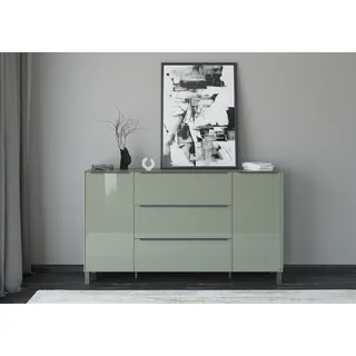 Set One by Musterring Sideboard Reno 182 x 106 x 42 cm Olivgrün matt lack / Glas olivgrün glanz