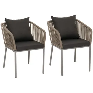 Mendler HWC-N41 Gartenstuhl 55 x 75 x 55 cm grau/silber 2 St.
