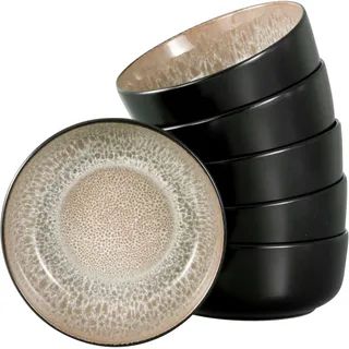 MY HOME Müslischale »modernes Schüssel-Set Nydala, Geschirr-Set, Bowl« 6 Stk. aus Steinzeug hohe Haltbarkeit, spülmaschinen- & mikrowellengeeignet, Reaktivglasur, beige
