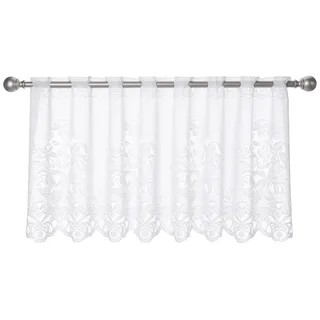 ELBERSDRUCKE Bistrogardine 1129 weiß halbtransparent 60x160 cm Scheibengardine Kurzgardine für Wohnzimmer Schlafzimmer Flur 501239