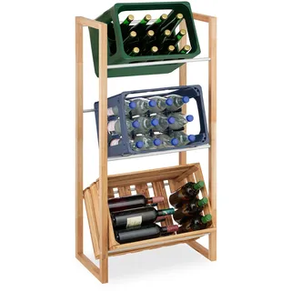 Relaxdays Getränkekistenregal 112 x 58 x 32 cm Natur/Silber