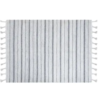 Beliani Outdoor-Teppich Bademli 230/160 cm , Weiß , Kunststoff , Gestreift , Rechteckig , 160x230 cm , Teppiche und Böden, Teppiche, Outdoorteppiche