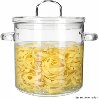 OLLA Glas-Topf groß mit Deckel 1,8 L hitzebeständig Kochtopf Küche