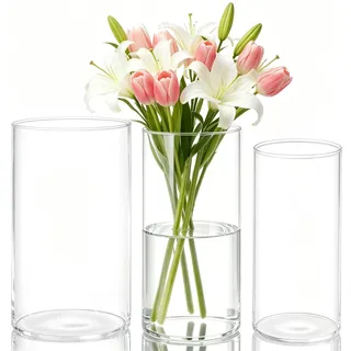 mawmuaw 3stk Blumenvase Transparente Acryl Vase Zylindervasen Bruchsichere