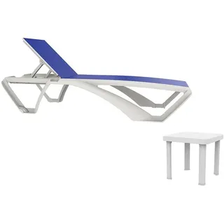 Resol Marina Club+andorra Sonnenliegen Und Tisch - White / Blue - One Size