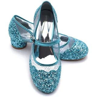 ELSA & ANNA Prinzessin Schuhe Mädchen – Glitzer High Heels mit 3 cm hohem Absatz für ELSA Kleid bei Partys, Fasching, Karneval (SH2205)