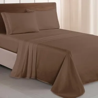 Elegant Comfort Luxuriöses 1500 Premium-Bettwäsche-Set aus Mikrofaser in Hotelqualität, dreireihig, Bestickt, weichstes 4-teiliges Bettlaken-Set, Knitter- und lichtbeständig, Queen, Taupe