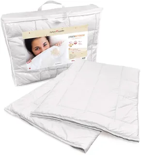 AlpenXund ZirbenFamilie® Zirben-Bettdecke 140 x 200 cm I Schurwolle und Zirbenholzflocken I Body-Fit Einzelkammern I Waschbarer Baumwollbezug I Sommer & Winter I Kein verrutschen