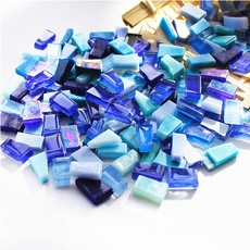 500g unregelmäßige Kristall-Mosaikfliesen,kleine Mosaikfliesen,handgefertigt,Kristallhandwerk für Bastelarbeiten,große DIY-Bilderrahmen,handgefertigter Schmuck-Untersetzer(blaue Serie)