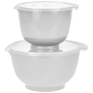 Rosti Margrethe Schüssel Set, Rührschüssel Set, 4-Teilig mit 2 Rührschüsseln und 2 Deckel, Teigschüssel aus Recycelbarem Kunststoff, 1,5 Liter und 3 Liter, Weiß