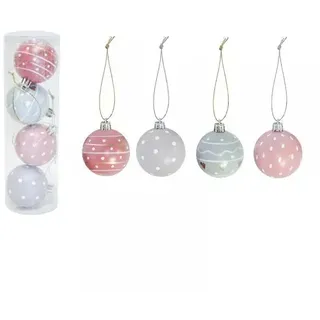 Weihnachtskugeln mit Punktmotiv - 4 Stk., 6 cm