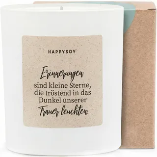 Erinnerungen sind kleine Sterne die tröstend in unsere Trauer leuchten - Duftkerze mit Spruch als Trostgeschenk, liebevolle Anteilnahme, Kerze im Glas, blumiger Duft