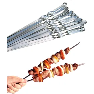 Profi BBQ Edelstahl Grillspieße, Extra Breit: 1 cm, Extra Stark 2 mm Dicke (25 St, 50cm) Fleischspieße, Schaschlikspieße, Mangal, Schampura, Spieße, Skewers, Schaschlik, Kebap, Spiesse, Grillspiesse