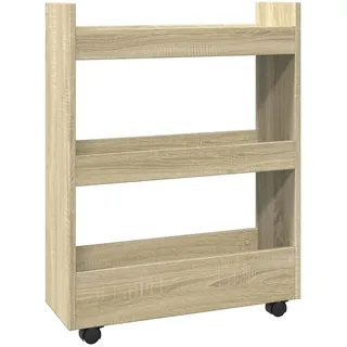 vidaXL Aufbewahrungswagen Schmal 3 Etagen Sonoma Eiche Holzwerkstoff - Braun