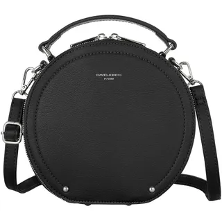 David Jones - Damen Runde Umhängetasche - Frauen Kreis Tasche PU Leder - Elegante Crossbody Bag - Top Griff Schultertasche - Schicke Kleine Handtasche - Clutch Pochette Abendtasche Mode - Schwarz