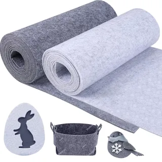 ihaspoko 2 Rollen Bastelfilz 3mm, Filzstoff Meterware 30cm×150cm, Filzrolle Filzplatten Nadelfilz Felt Fabric zum Basteln Nähen Patchwork Handwerken Dekoration Schutz