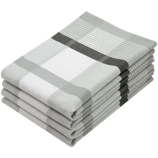 ZOLLNER 4er Set Geschirrtücher Baumwolle in 50x70 cm - saugstarke und robuste Küchentücher - waschbar bis 60°C – in grau kariert - Gastronomiequalität - Oeko Tex® Zertifiziert