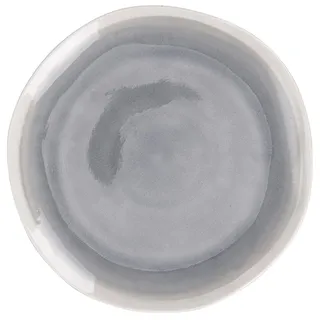 Villa d'Este Home Tivoli The Market B Speiseteller aus Steinzeug, Grau mit elfenbeinfarbenem Rand, 6 Stück