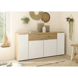 HBZ BZ 5110 Sideboard Holzwerkstoff Weiß/Braun - Artisan eiche,