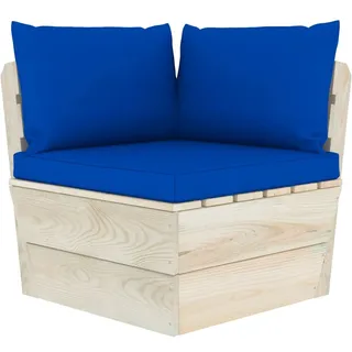 vidaXL Garten-Paletten-Ecksofa mit Kissen Imprägniertes Fichtenholz - Blau