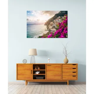 queence Acrylglasbild »Ella«, Landschaft-Italien-Spanien-Pflanzen-Himmel-Meer-Meer Bilder, (1 St.), Fine Art-Print in Galeriequalität queence Farbe Bild(er): pink
