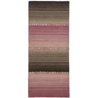 Cazaris Orientteppich , Grau, Pink , Textil , Streifen , rechteckig , 80x300 cm , für Fußbodenheizung geeignet , Teppiche und Böden, Teppiche, Orientteppiche