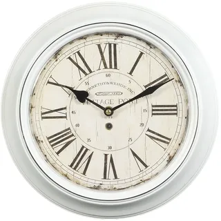 Wanduhr AMBIENTE HAUS "Wanduhr aus metall 30cm weiss", weiß, B:30cm H:30cm T:4cm, Wanduhren, Wanduhr