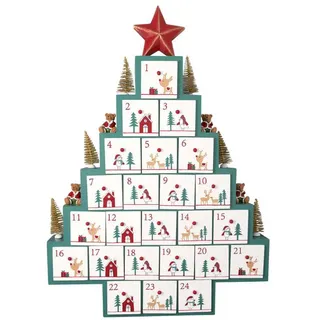 Greengate Weihnachtskalender XMAS TREE Holz 24 Fächer 62x44 cm