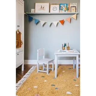 RugVista Confetti Kinderteppich, 160 x 230 cm, Gelb | Moderne, Rechteckig, Niedriger Stapel, Nur chemische Reinigung, Oeko-Tex 100, Ohne gefährliche Chemikalien, Kinderzimmer