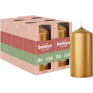 Bolsius Special Essentials Stumpenkerzen 12 cm 4 St. Gold/Orange