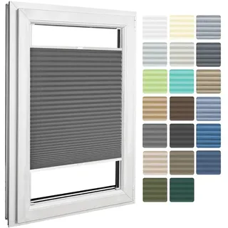 Home-Vision Premium Plissee zum Anschrauben Graphit B40cm x H120cm | Blickdichtes Fensterrollo mit Halterungen zum Bohren in der Glasleiste Sonnenschutz Jalousie für Fenster & Türen